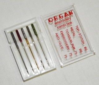 vyšívací jehly Organ 130/705H - Embroidery Combi Box (5ks)