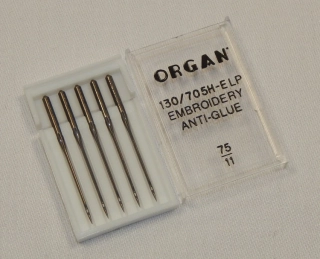 vyšívací jehly Organ 130/705H-ELP EMB. ANTI-GLUE 75/11 (5ks)